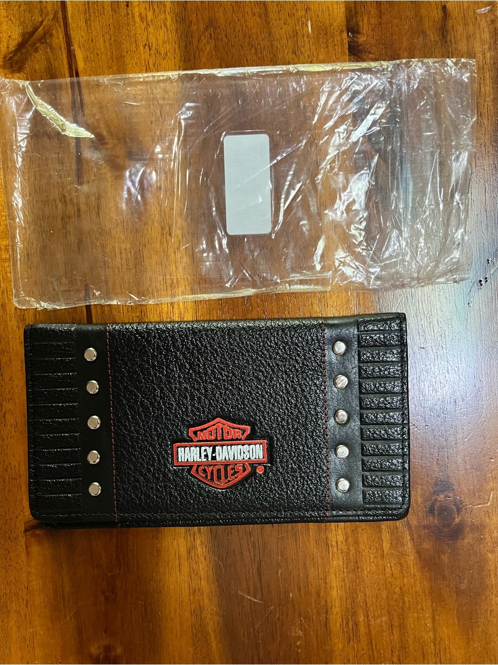 Harley-Davidson Black Leather Studded Checkbook Cover New